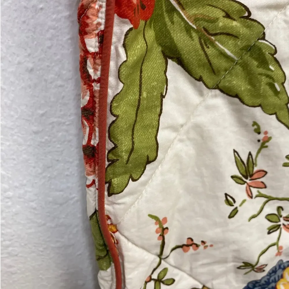 Pottery Barn Jacobean FLORAL QUILTED (2) Pillow Shams Standard 100% Cotton
